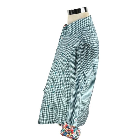 Robert Graham Shirt Men's Medium Blue Houndstooth UK England London Flip Cuff - Picture 4 of 11